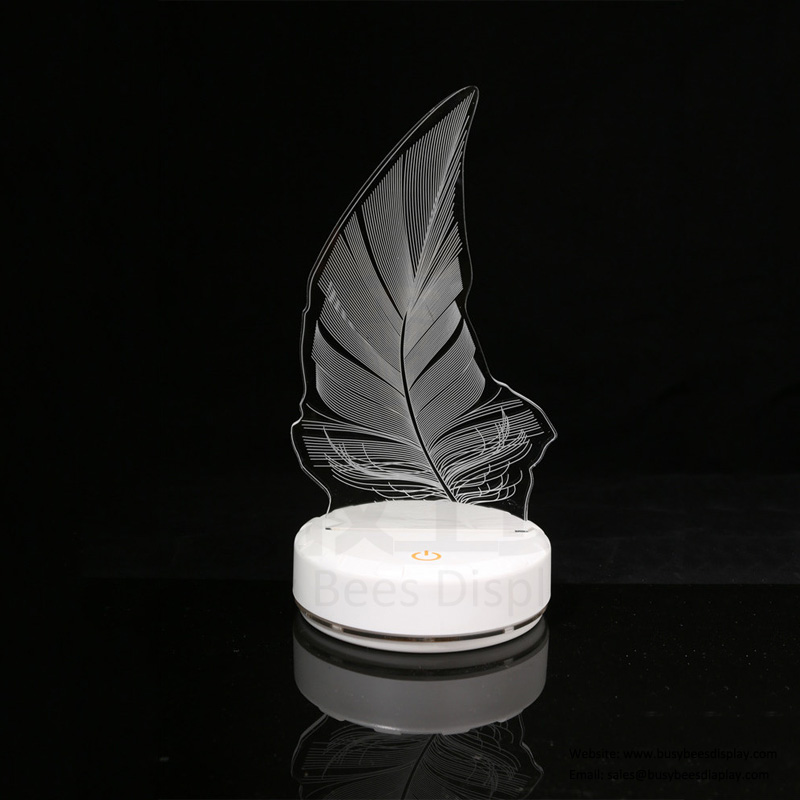 Acrylic Feather Shape, Luminous Lamp, Gift Lamp